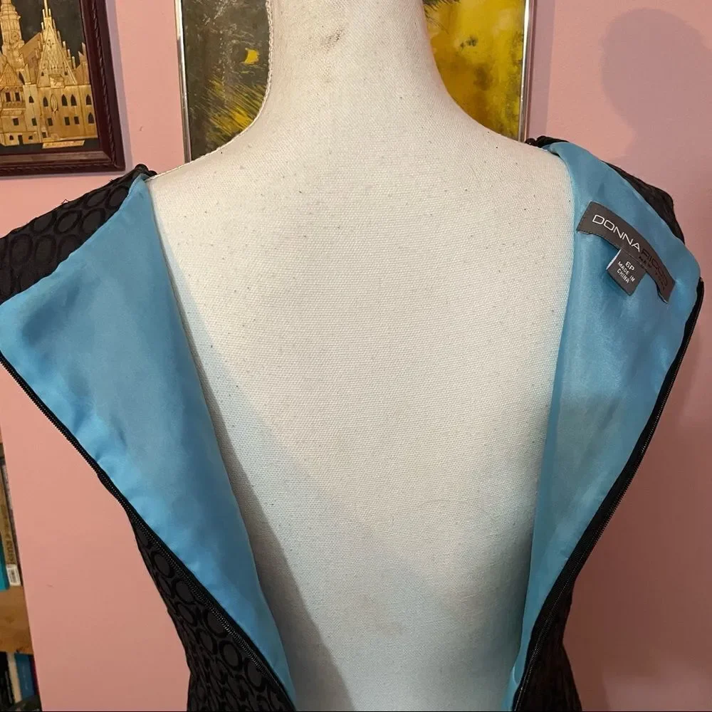 Donna Ricco Black Bead Embellished Three Keyhole Neckline Sheath Dress - Picture 8 of 12